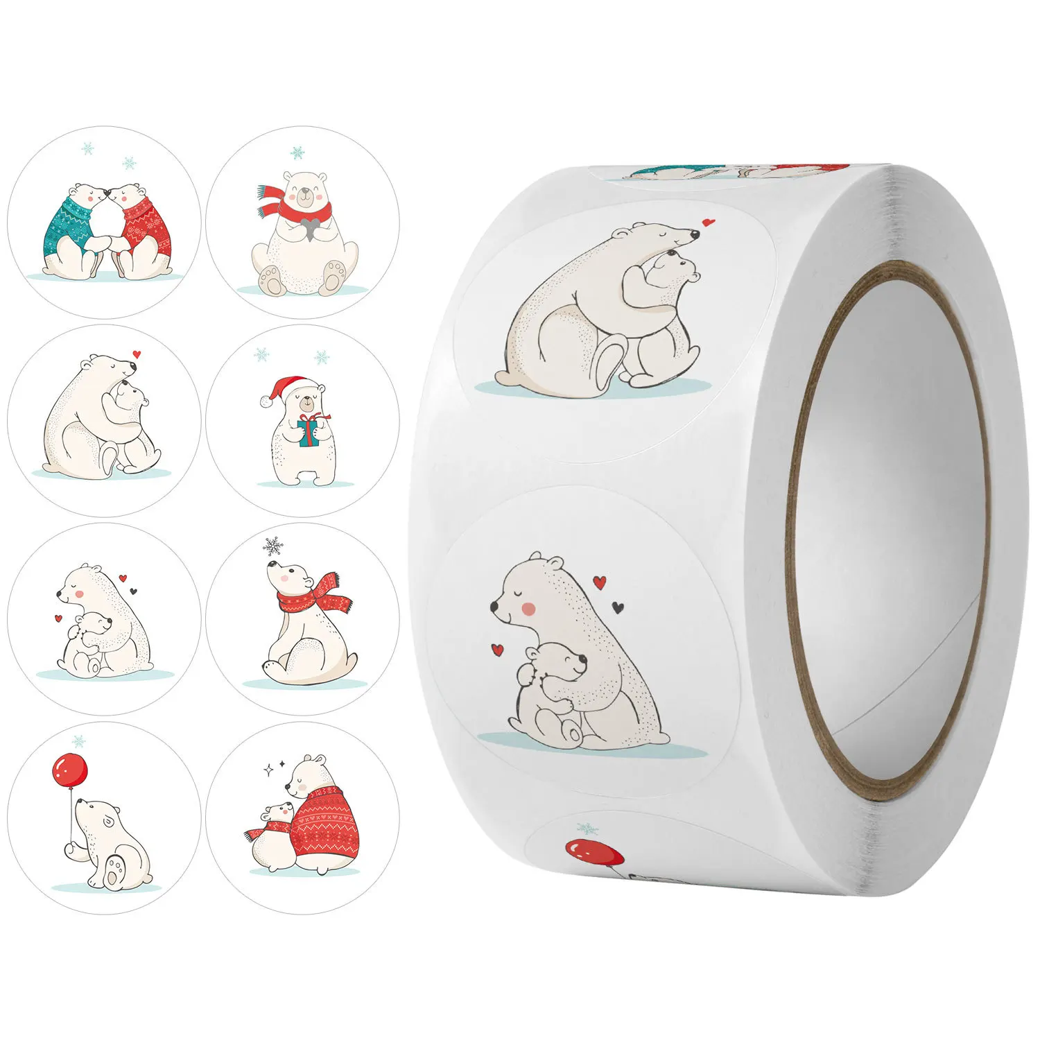 

100-500 Pcs Round Cute Animal Polar Bear Party Adhesive Diy Seal Stickers Decorative Album Diary Cartoon Kawaii Label Decor