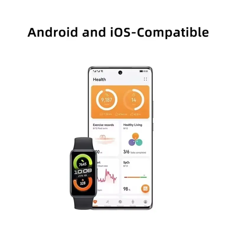 الأصلي هواوي الفرقة 8 الذكية الفرقة طوال اليوم الأكسجين في الدم 1.47 ''AMOLED شاشة معدل ضربات القلب Smartband 2 أسابيع عمر البطارية