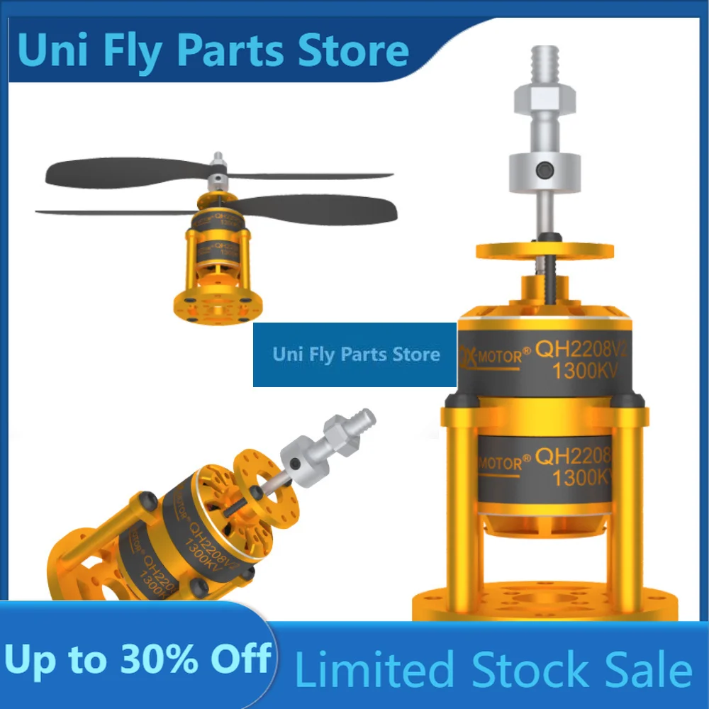UniFlyQX-MOTOR QH2208-V2 1300KV Coaxial Dual Propeller Brushless Motor, Paired 9047 Propeller