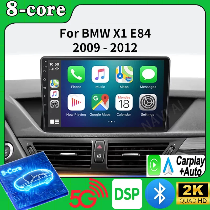 2 Din Android 16 For BMW X1 E84 2009 - 2012 QLED Android Car Radio Multimedia Video Player GPS AI Voice CarPlay 5G BT Stereo DVD