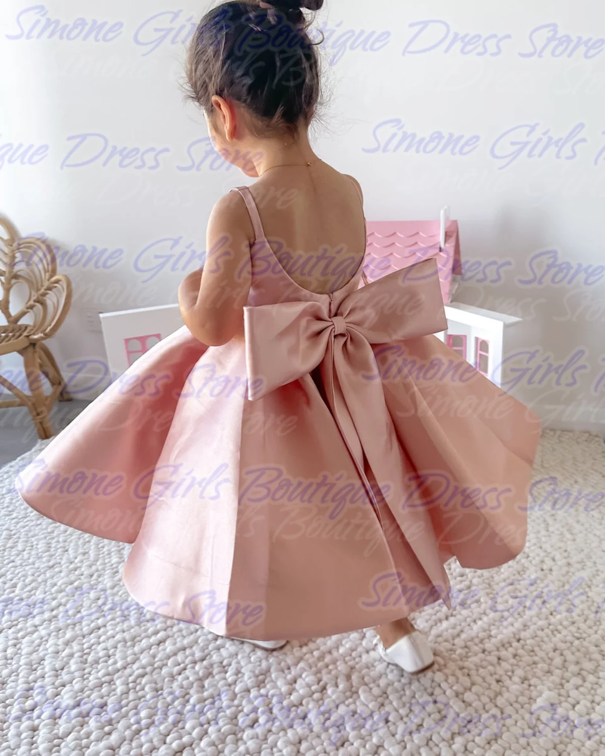Elegance Cute Pink Off Shoulder Flower Girl Dress for Wedding Ceremonies Holiday Celebrations Dance Performances Birthday Party