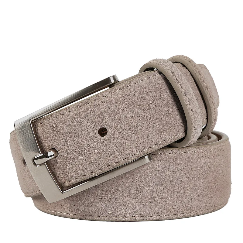 Sude-Ceinture en cuir de vachette véritable pour homme et femme, sangle en tissu Oxford, cuir véritable, broche de luxe, structure bleue, environnement gris