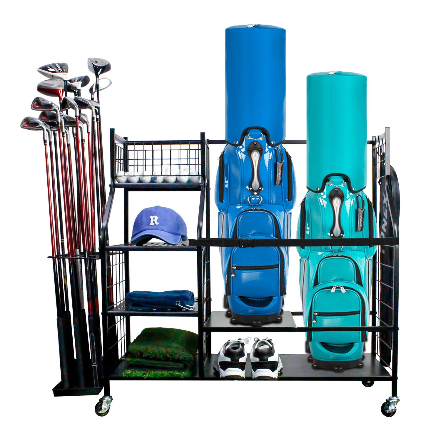 CRESTGOLF-Almacenamiento de Golf, organizador de garaje de tamaño Extra grande para almacenar y organizar perfectamente bolsas de Golf y accesorios