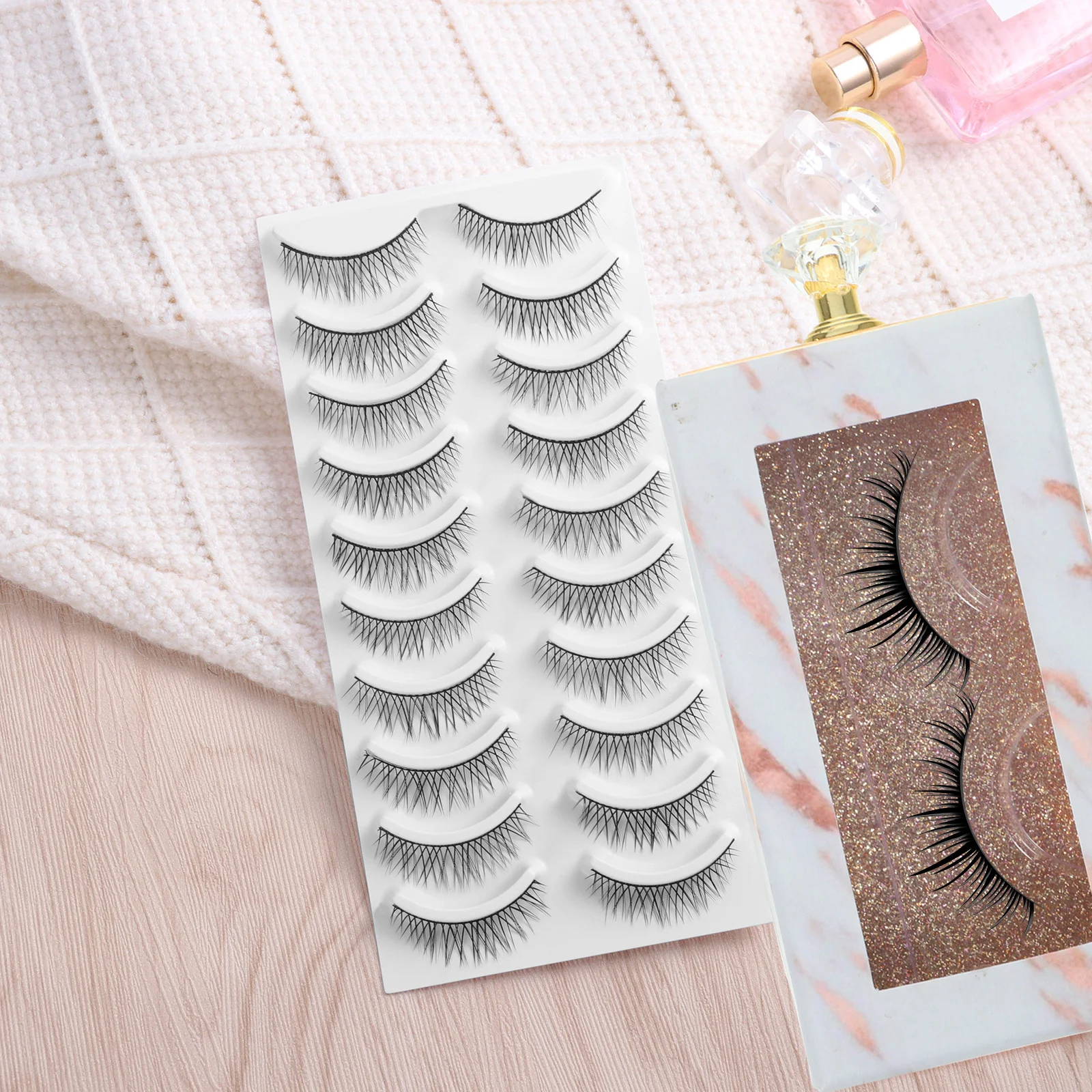 Diamond Handle Drawer Box for False Eyelashes Storage Portable Lightweight Rectangle Case with Clear Window Travel Friendly Fake