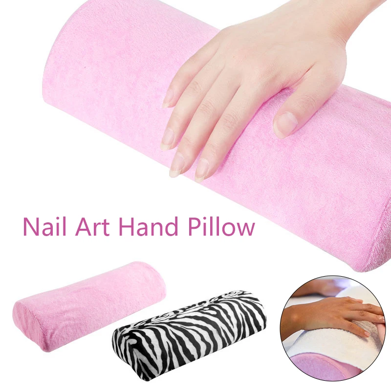 Rectangular Nail Art Hand Rest Pillow, Pink Zebra Pattern Manicure Wrist Cushion, Salon Towel Hand Pad for Nail Tech