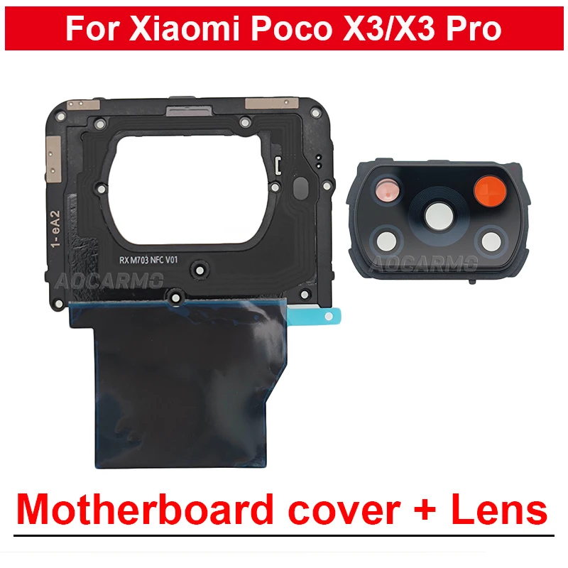 Dla Xiaomi POCO X3 X3Pro pokrywa płyty głównej naklejka rozpraszająca ciepło i obiektyw aparatu z ramką część zamienna modułu NFC