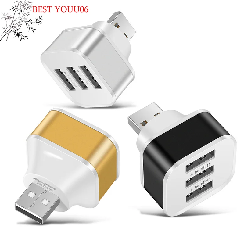 Hot Car USB Charging Extender 2.0 3-port Extended USB Splitter With Indicator Light Plug And Play 3 In 1 For Smart Phones Hubs