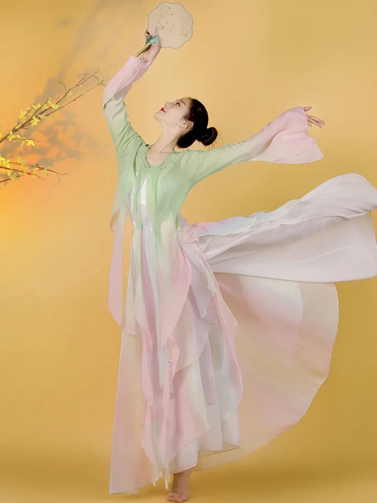 Classical dance clothing women's gauze clothing Chinese dance practice clothing ancient ethnic performance