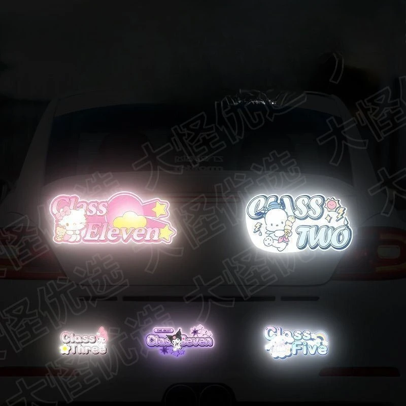 ملصق عاكس لتزيين شخصية السيارة هالو كيتي كورومي، ملصق سيارة كرتوني يحجب الخدش، ملصق تحذير عاكس