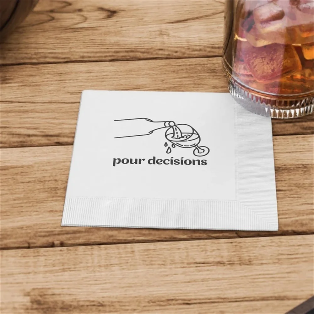 50PCS Pour Decisions Cocktail Napkins | Paper Coined Napkins | Wedding, Party, Bridal Shower, Birthday Napkins