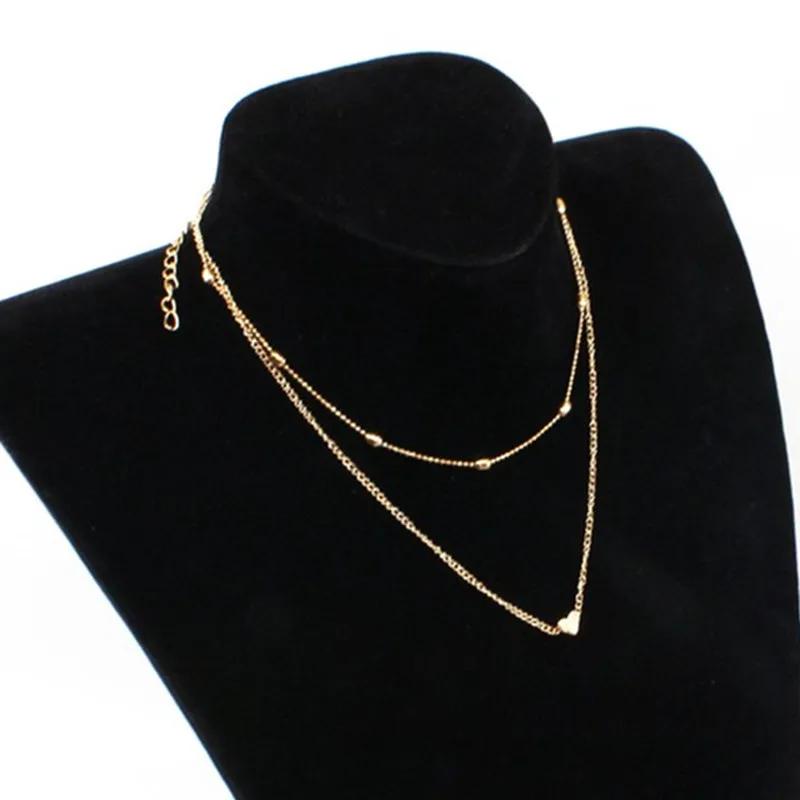 2026 Simple Trendy Gold Color Love Heart Choker Necklace For Women Multi Layer Beads Chocker Necklaces Collar Jewelry  Gifts