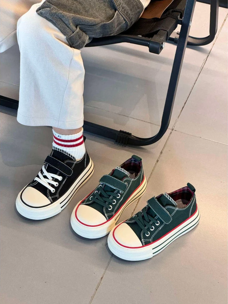 2026 Autumn Kids Canvas Sneakers Low Cut Breathable Casual Shoes for Boys Girls Big Kids Size Unisex Parent Child Sports Shoes