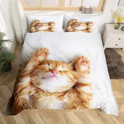 Cat Colorful Bedding Set Pet Cats for Kids Boys Girls Teens Cute Kitten Duvet Cover 3D Animal Gift Room Decoration with Zipper