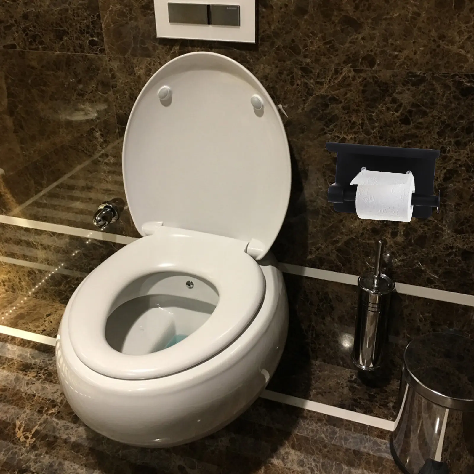 

Набор из 1 шт.: Настенный держатель для туалетной бумаги из нержавеющей стали с полкой для телефона и часов, легко устанавливаемый на клейких винтах