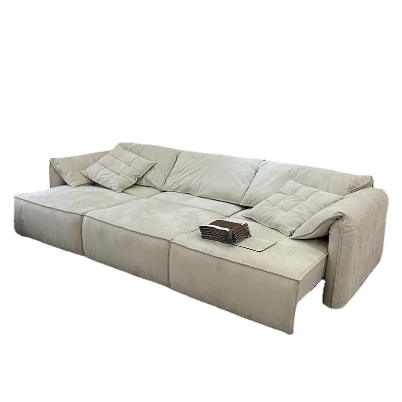 Lying Flat Electric Sofa Bed Imported Microfiber Fabric Functional Sofa Telescopic Living Room Sofa Beds