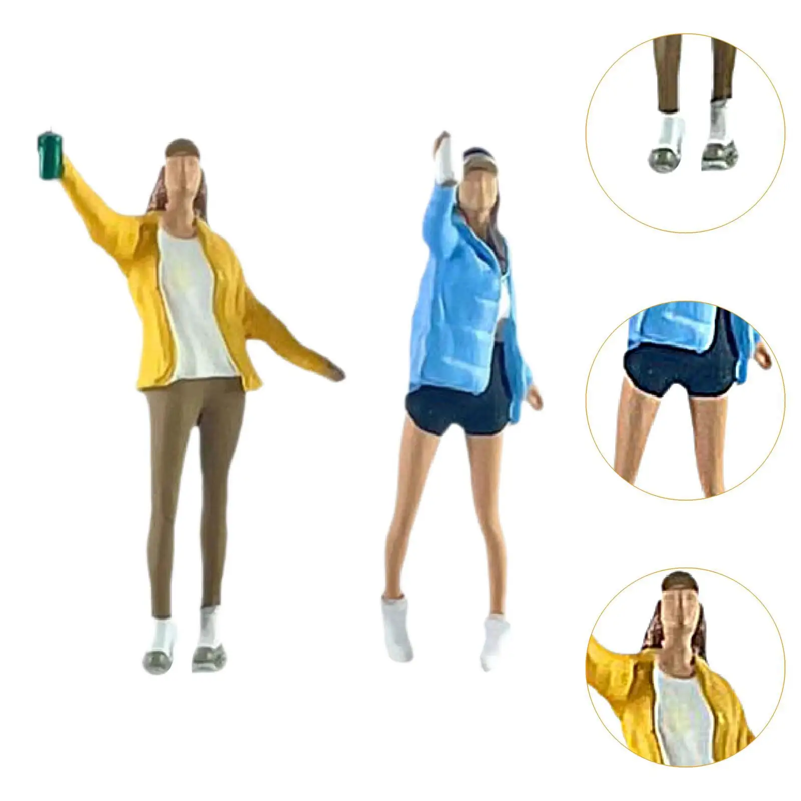 Figurines artistiques pour femmes, 2 pièces, artisanat de bricolage, accessoire de photographie en résine, 1/64