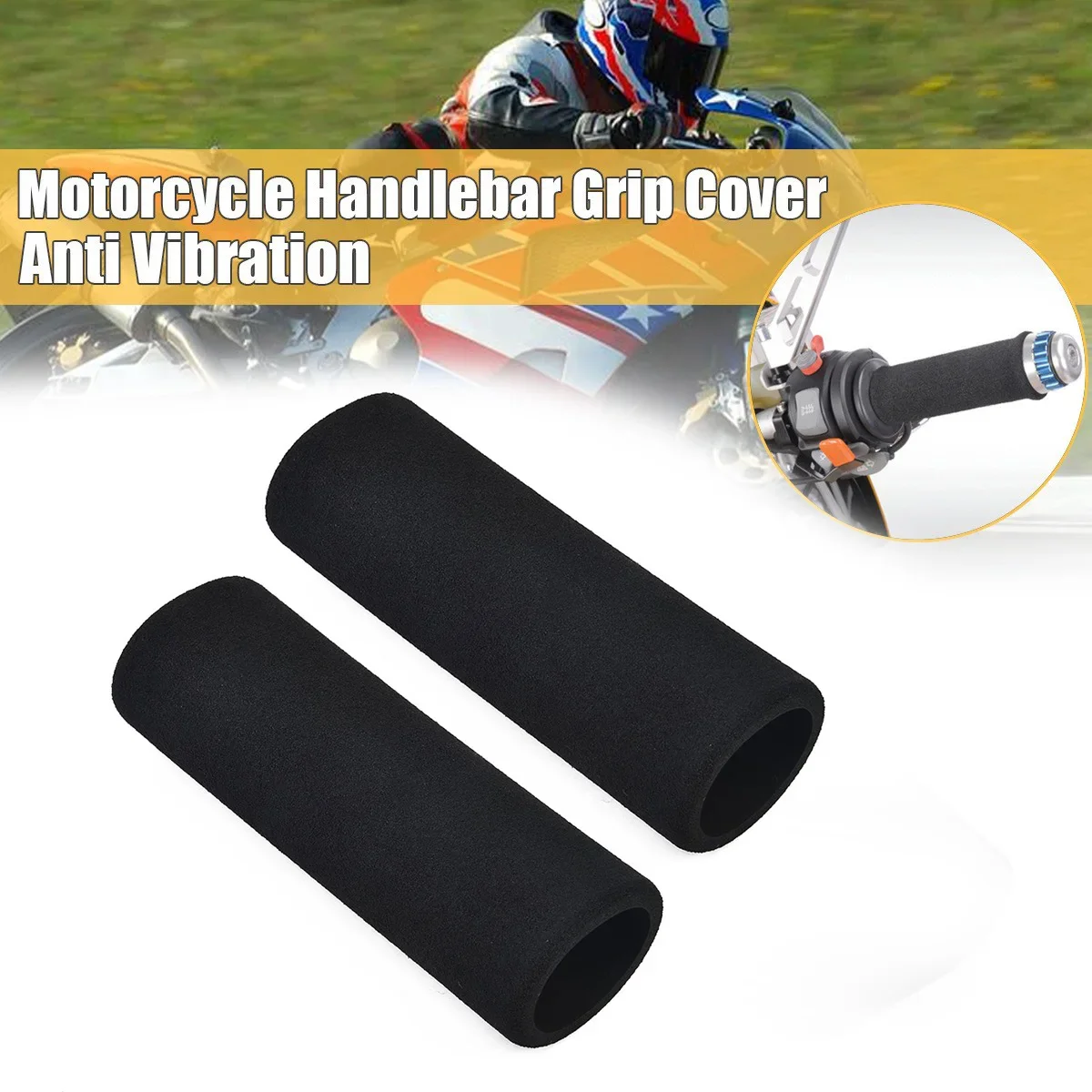 

2X Motorcycle Motorbike Anti Vibration Handle Bar Foam Comfort Slip Over Grips Motorcycle Slip-On Grip Covers Car Accessories