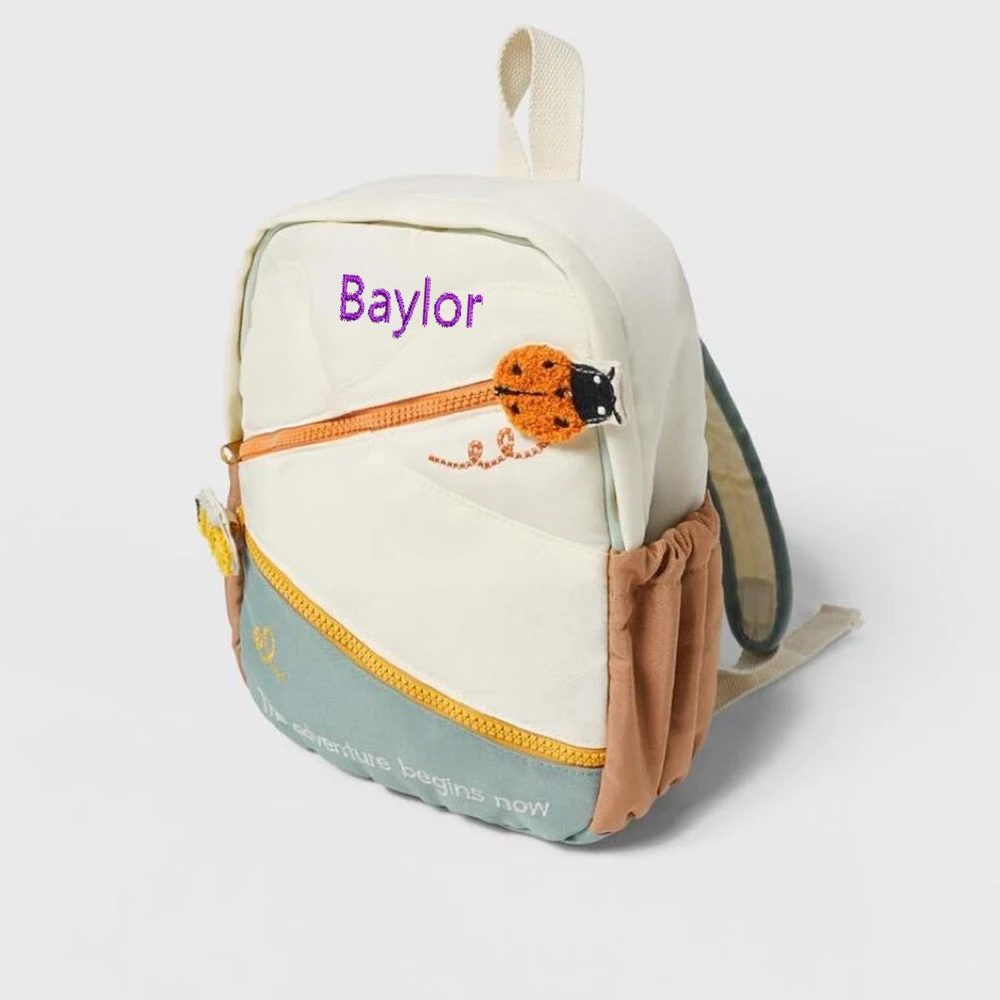 New Embroidered Children's Bag with Animal Decoration Colorblock Backpack Personalized Customization for Travel Snack Gift Pack