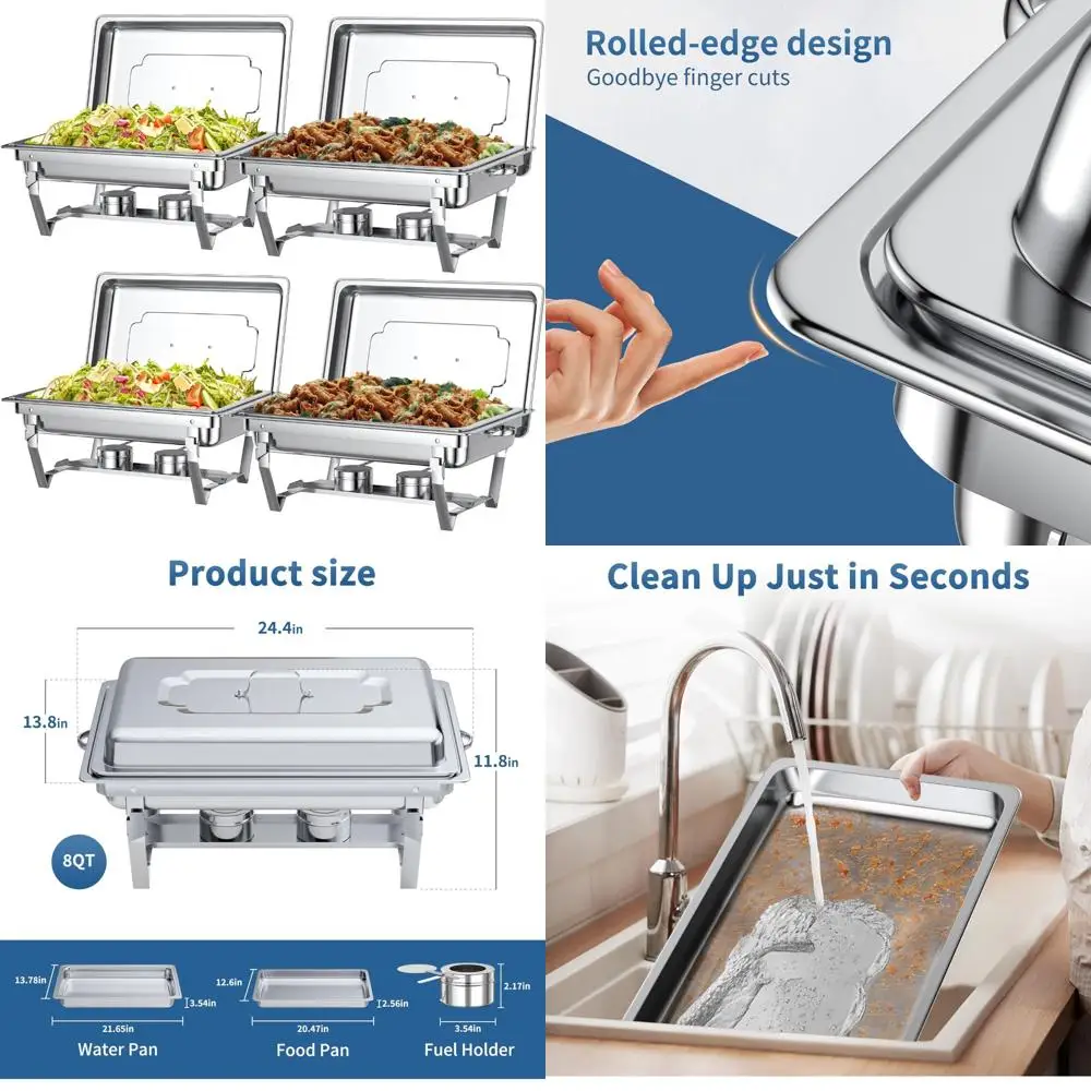 

Buffet Warming Chafers for Catering and Serving Food with Lids