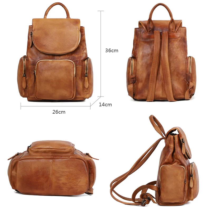 Mochila Original de cuero auténtico para hombre, bolsos de viaje hechos a mano de gran capacidad, mochilas Vintage, mochila escolar de cuero, mochila de moda para niños