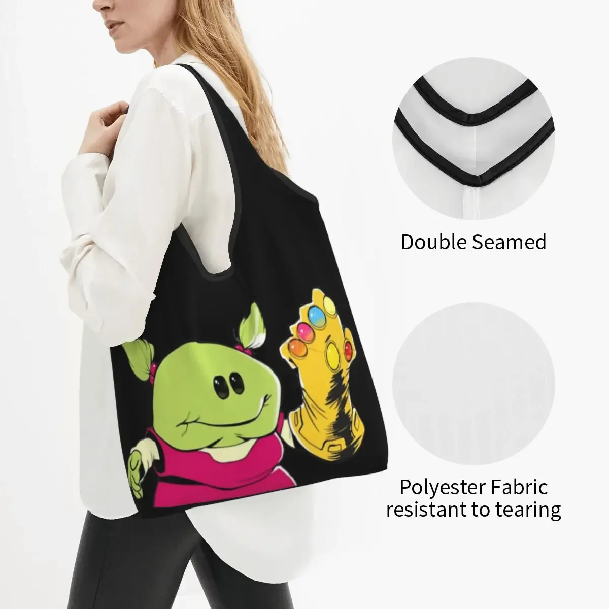 Reusable Nanalan Meme Grocery Bag Foldable Machine Washable Cute Cartoon Shopping Bag Large Eco Storage Bag Attached Pouch