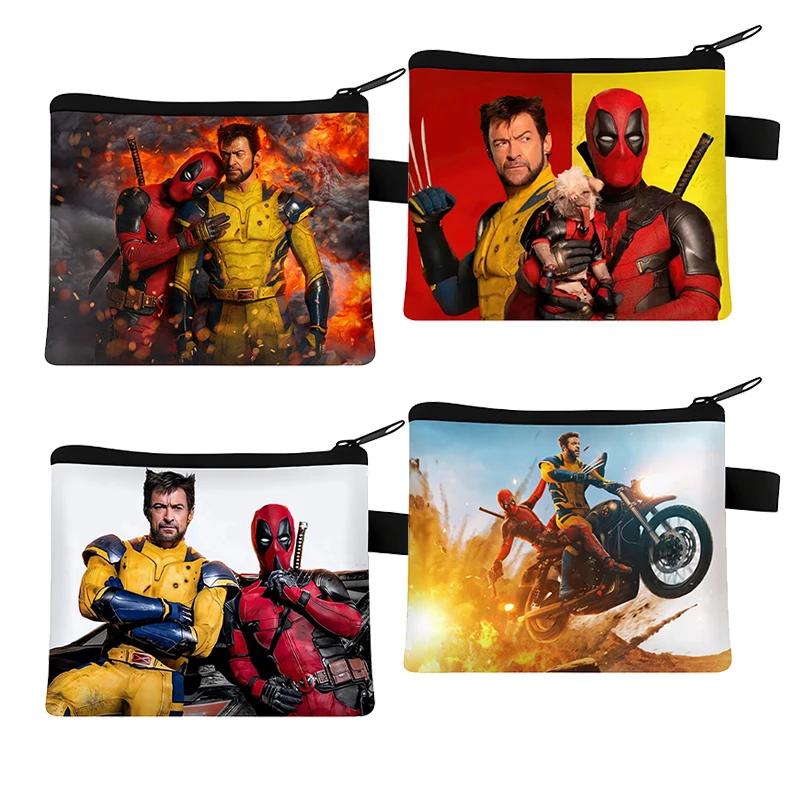 Portfel Deadpool Wolverine dla Disney Movie Cartoon drukowana portmonetka BankCard przenośna pamięć masowa w biurze dla dorosłych Mini torba Anime