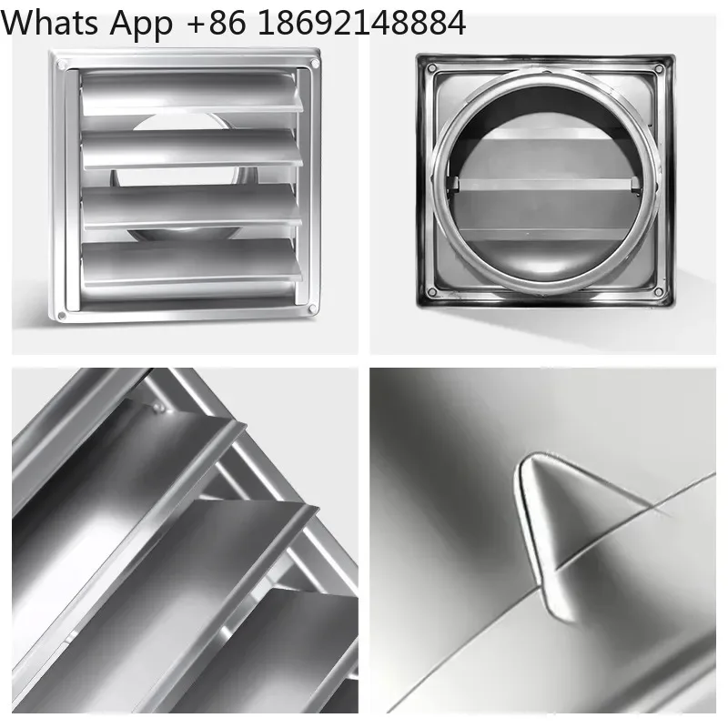 304 Stainless Steel Square Self-Hanging Louvers for External Wall Rainproof Vents Fence-Type Attic Greenhouse Ventilation