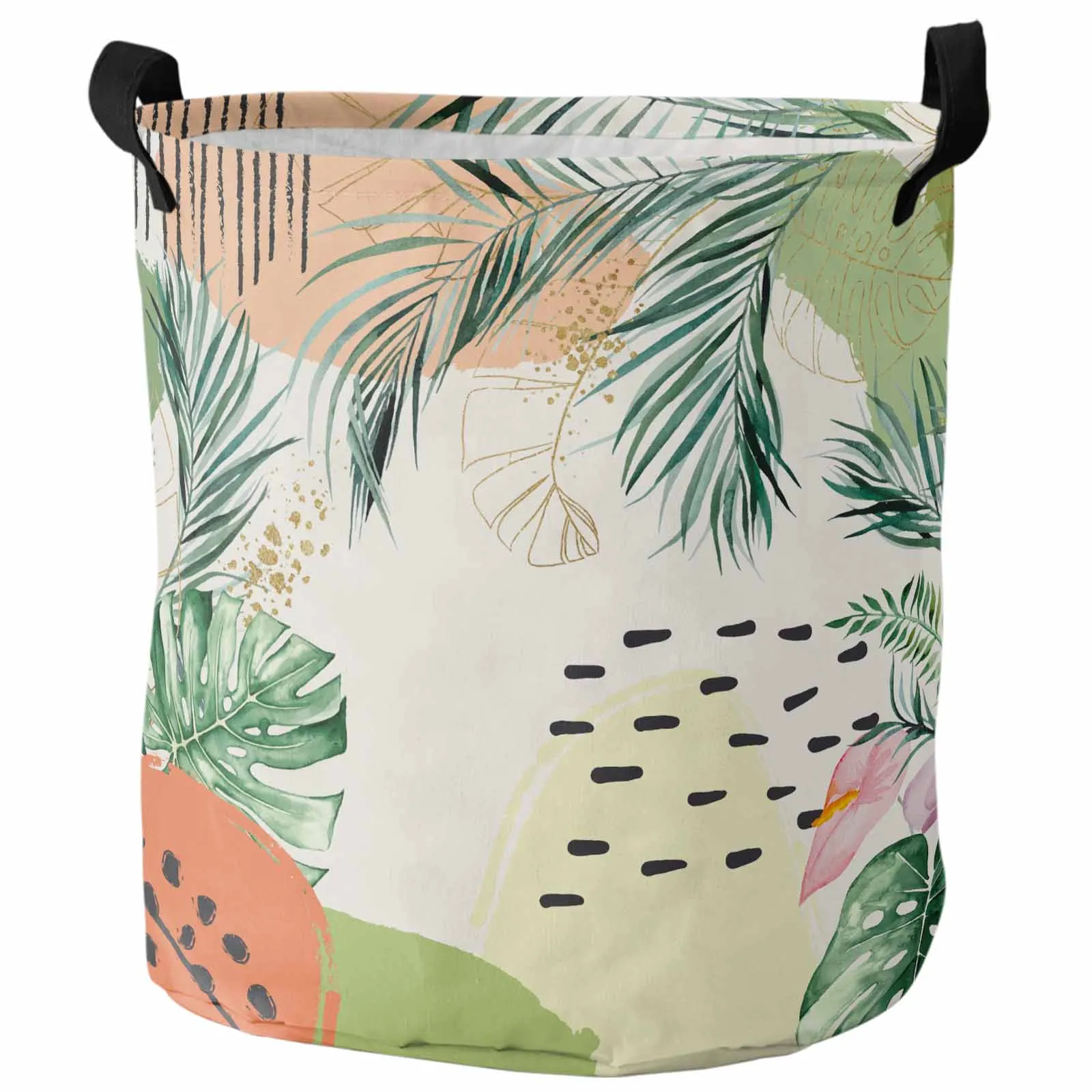 Summer Tropical Palm Leaf Watercolor Foldable Dirty Laundry Basket Kid's Toy Organizer Waterproof Storage Baskets