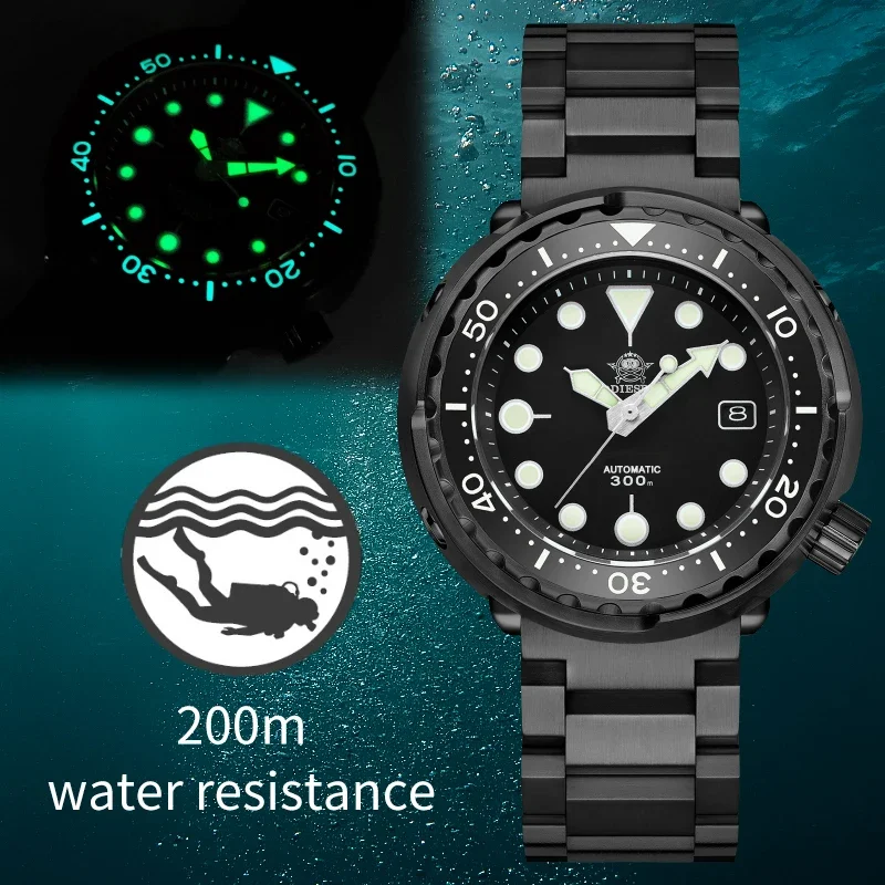 ADDIESDIVE 300M impermeable Diver relojes mecánicos automáticos de acero inoxidable bisel cerámico Reloj Hombre zafiro nuevo Reloj para Hombre