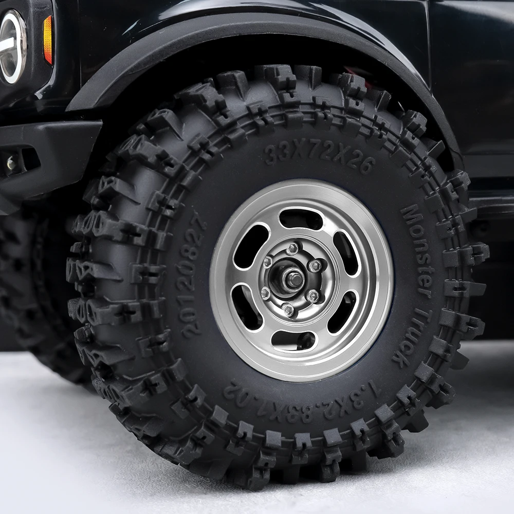 

YEAHRUN Metal 1.3" Beadlock Wheel Rim 72mm Rubber Tires for 1/18 RC Crawler Car TRX4-M ﻿Parts