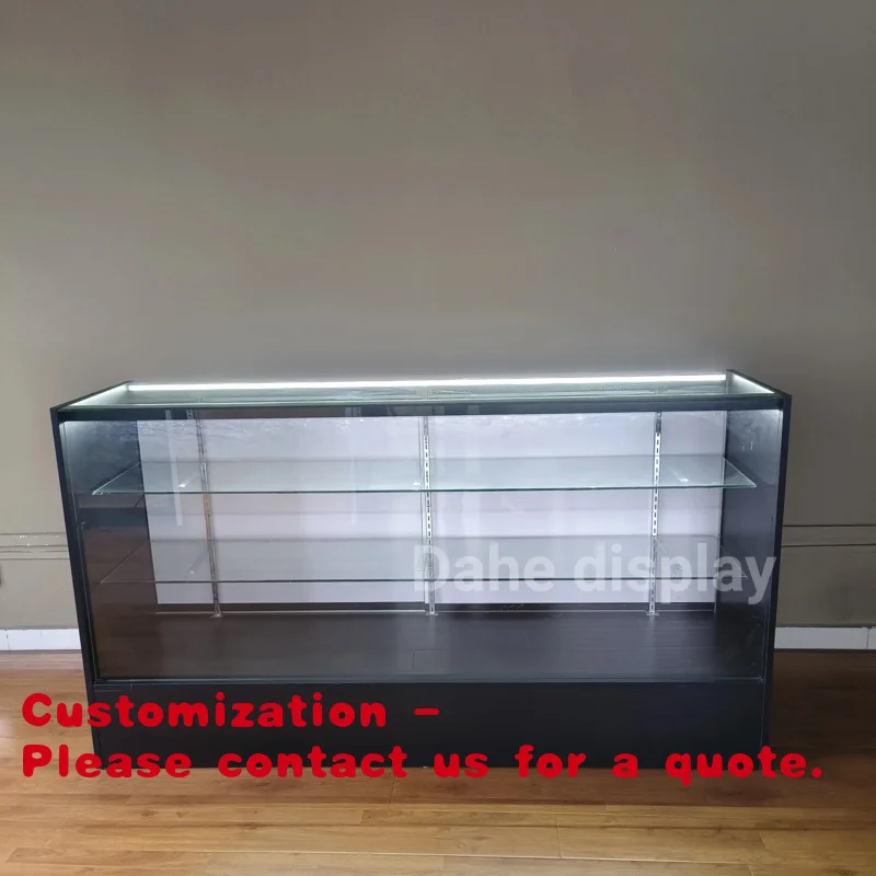 

Customize.48 Inch Display showcase with LED and Lock Glass Cabinet Counter Aluminum Frame Smoke Shop Showcase Retail