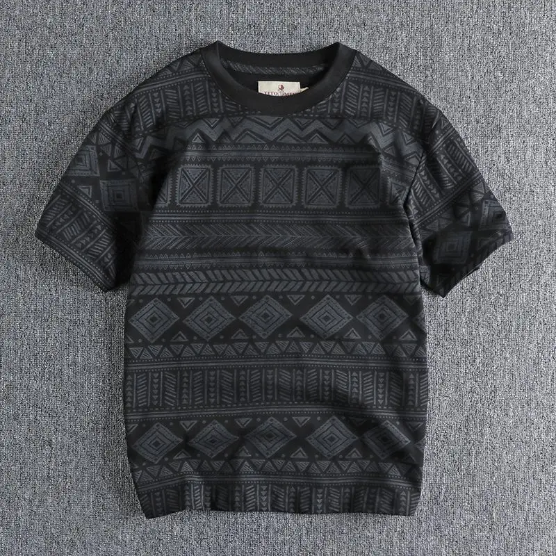 

Men's Clothing Casual Style Fibre Printed Short Sleeve T-Shirt Summer Men's Wear Korean Style Round Neck Half Sleeve Fashion