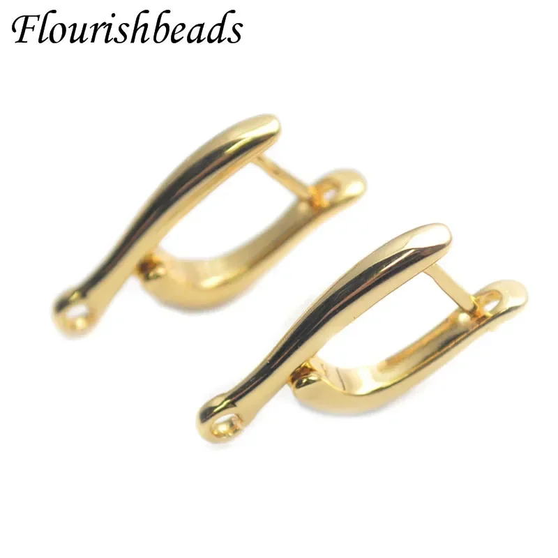 30pcs Nickle Free Anti Rust Real Gold Rhodium Plating Brass Metal Earring Hooks for Jewelry Making Supplier