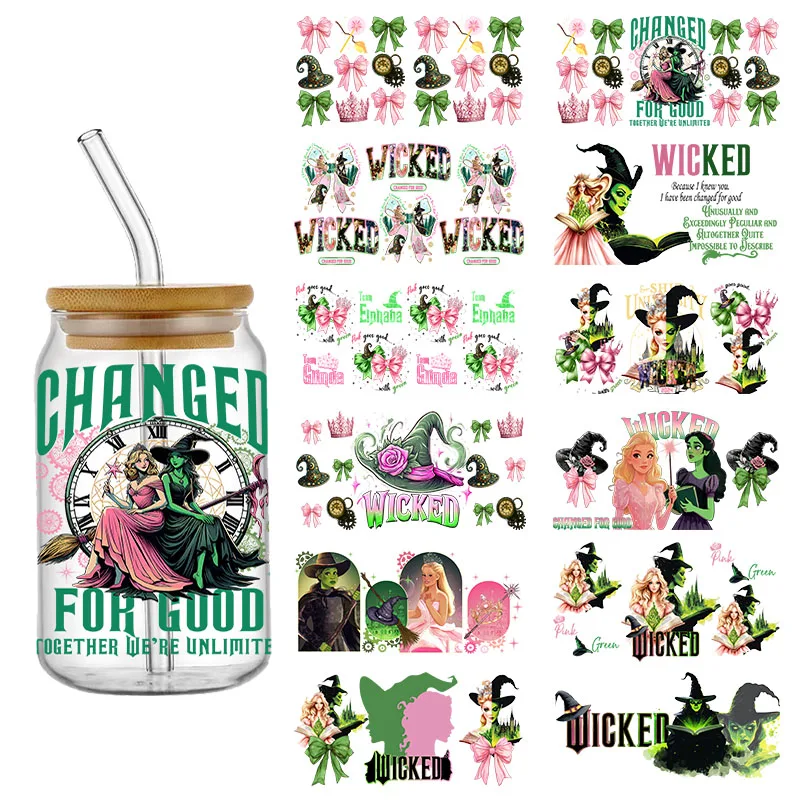 Ariana Magic Wickde Sticker UV DTF Cup Wrap 16oz Sticker Libbey Glas Kan Transfer Sticker Wasbaar Zelfklevende Aangepaste Sticke