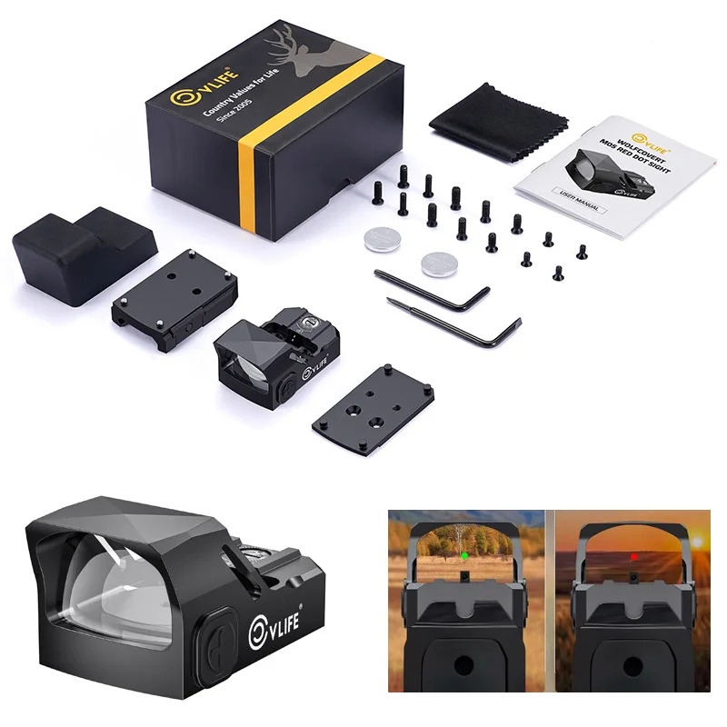 الحركة مستيقظ 3 MOA الأحمر الأخضر نقطة البصر 1X24mm مفتوحة منعكس كامل الحجم البصريات الطبيب قطع البصمة مسدس لوحة محول MOS Picatin #1