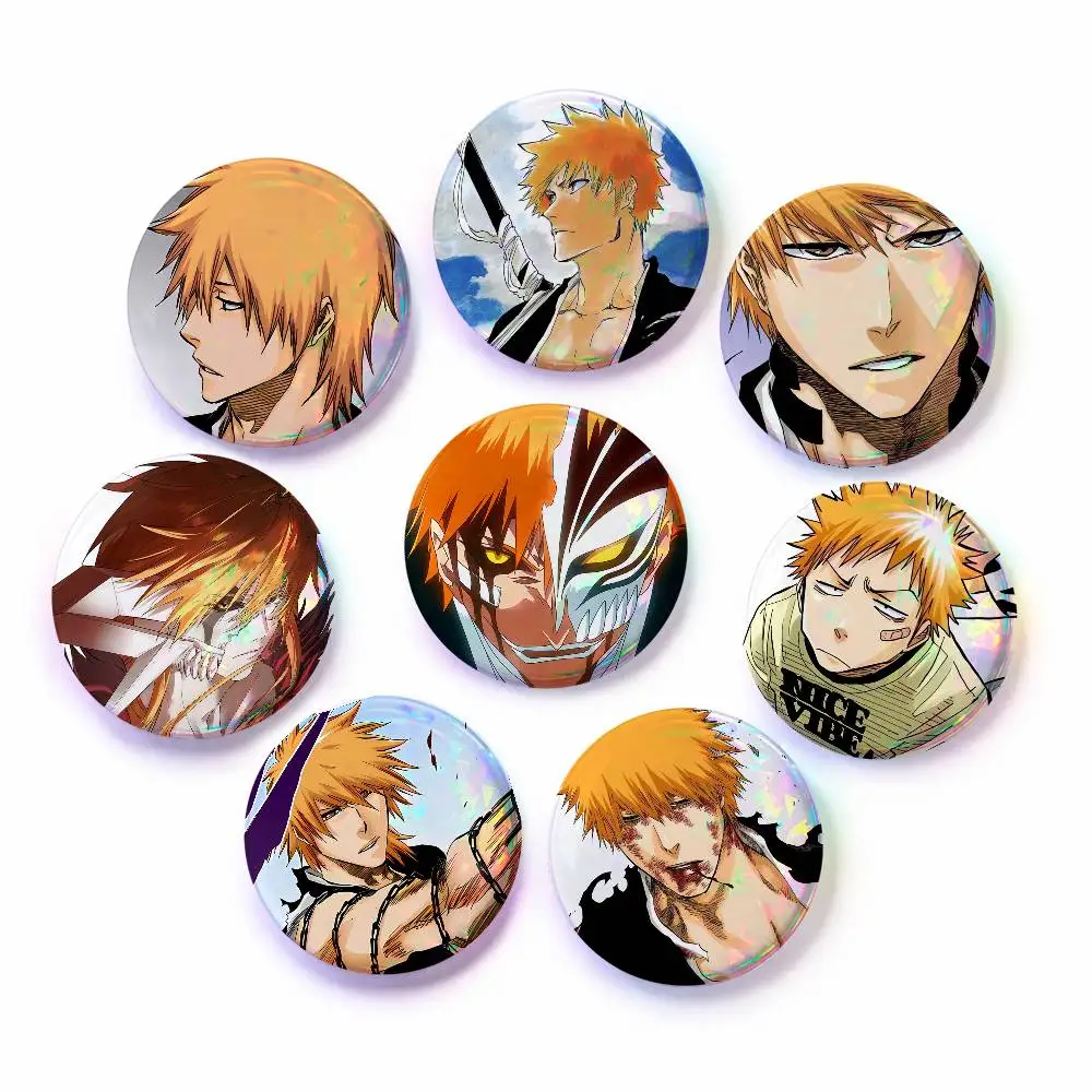 A-Ichigo Kurosaki Bleach Anime Round Badges, Brooches, Clothing Accessories, Birthday Gifts, Anime Conventions