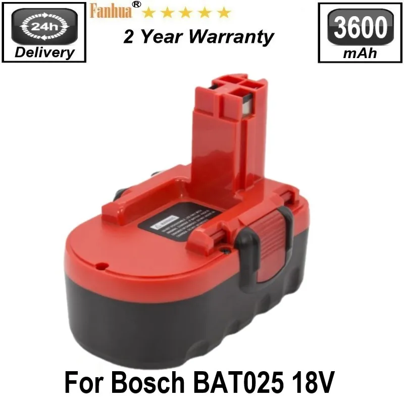 

Fanhua 18V 3600mAh NiMh Battery for Bosch BAT025 BAT026 BAT160 BAT180 BAT181 BAT189 3453-01 35618 3860K 52318B GDR 18 V GDS