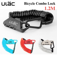 ULAC Bicycle Combo Lock 1.2m Extended Spiral Cable 3 Digits Combination Resettable Lightweight Size Portable Bike Accessories