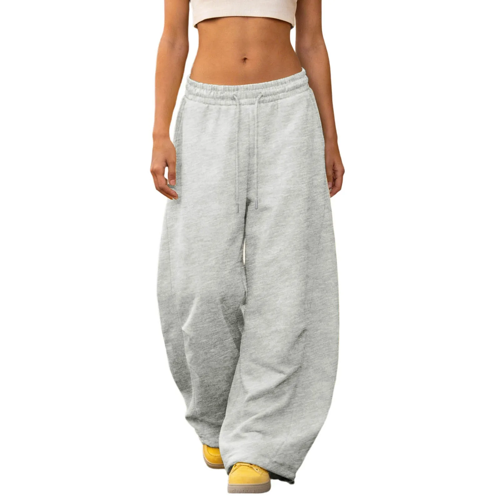 Women's Summer Sports Drawstring Elatsic Waist Straight Baggy Jogger Pants