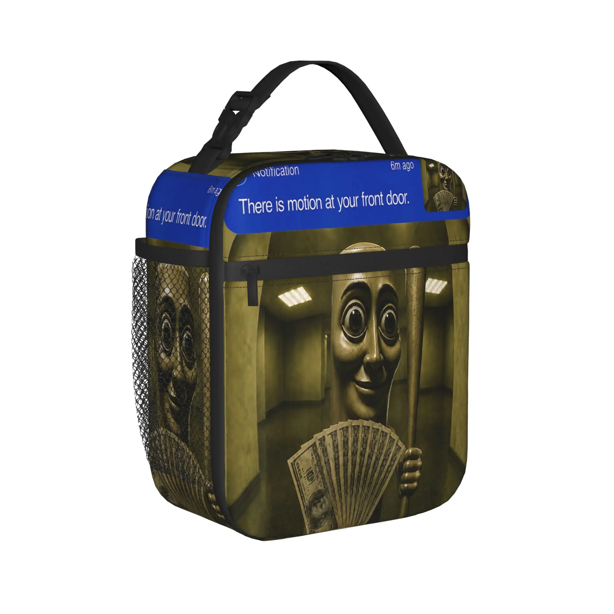 There is Motion at Your Front DoorTung Tung Tung Sahur Lunch Bag Vintage Lunch Box Outdoor Picnic Portable Thermal Tote Handbags