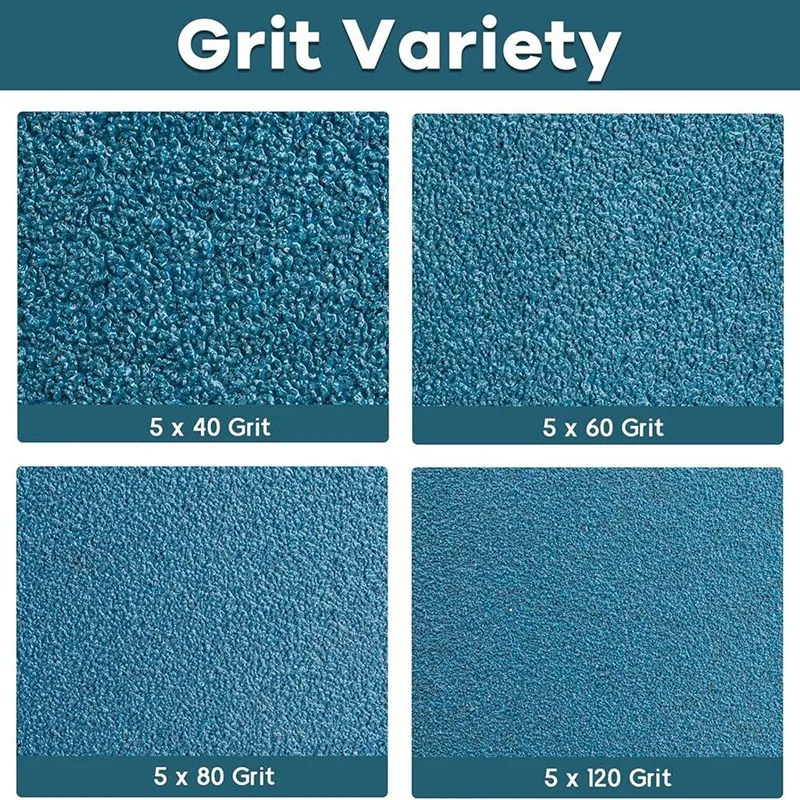 Kit de correas de lijado para lijadora de banda de 3x21 pulgadas, 20 piezas (5 unidades de 40/60/80/120 granos), correas de lijado de papel para lijadora de correa de circonio
