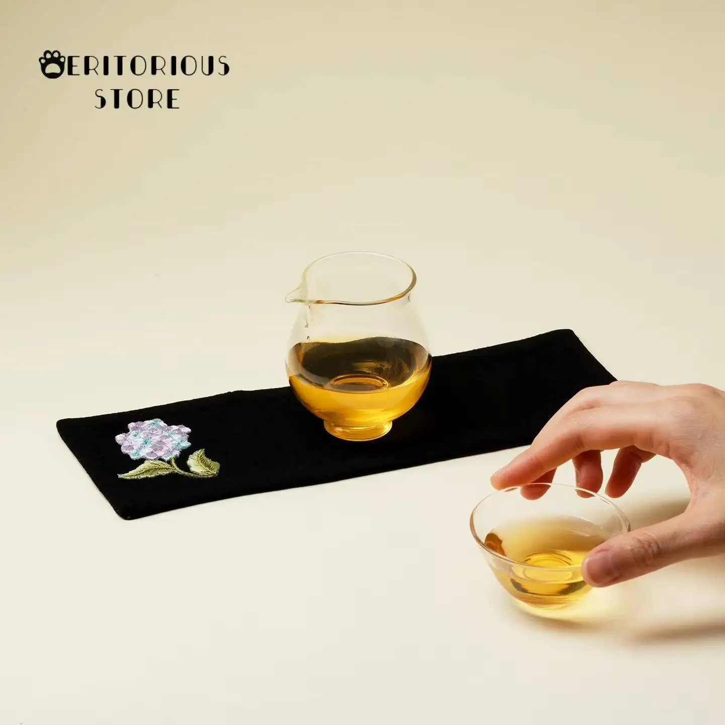 Embroidered Hydrangea Tea Towel Aesthetic Linen Fabric Tea Towels Zen Mat Ceremony Chinese Accessories Cotton Teatowel Canvas