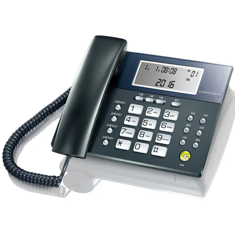 Corded Telephone, Wired Landline Phone with Large LCD Screen, 8 Ringtones, Speakerphone, for Office, Home, White, Gray Blue