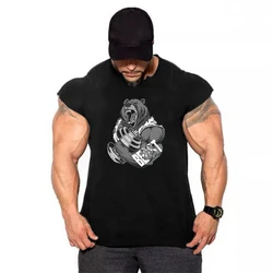 Brand Casual Clothing Bodybuilding Tank Top Men Gym Fitness Vest Singlet Sleeveless Shirt Solid Cotton Muscle Sports Undershirt