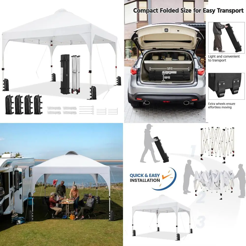 

Мгновенная всплывающая палатка с навесом 12x12 с вентиляцией, простая установка, сумка на колесиках, 4 мешками с песком, 12 кольев, наружный навес от солнца