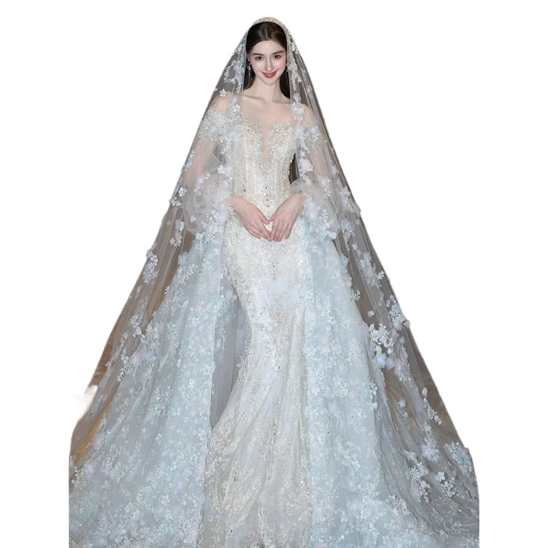Heavy industry fishtail drag removable slim slim bride wedding dress drag