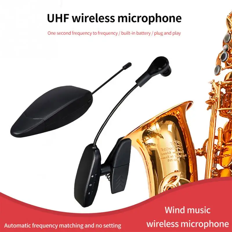 Affordable Saxophone Brass Instrument Sensitive Wireless Microphone Stage Performance Portable With Converter UHF Transmission
