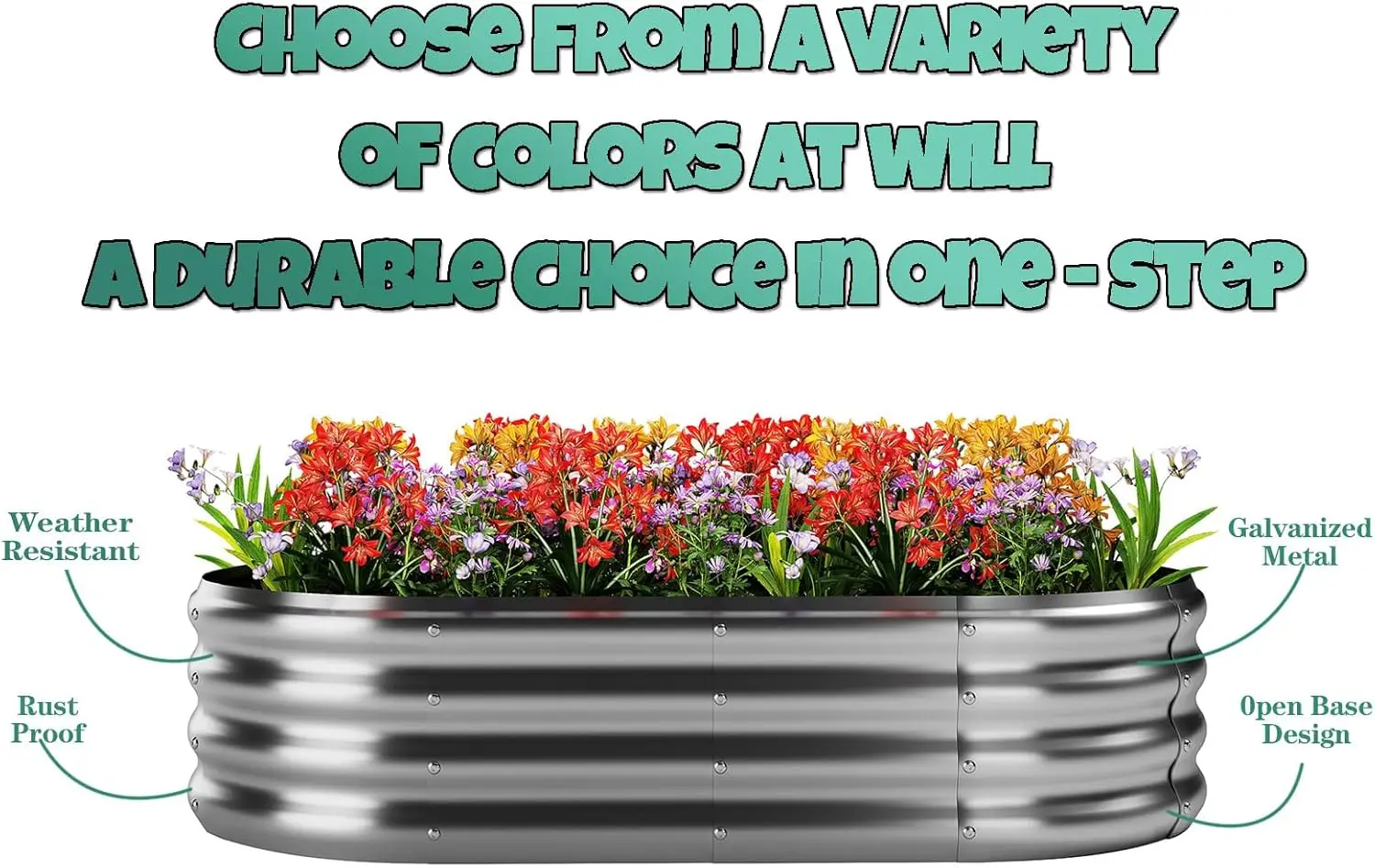 طقم سرير حديقة مستدير مجلفن للزراعة المعدنية للبستنة في الهواء الطلق، 2 × 2 × 1 قدم 2 قطعة صندوق حديقة مرفوع سرير زهور، مستدير G #3