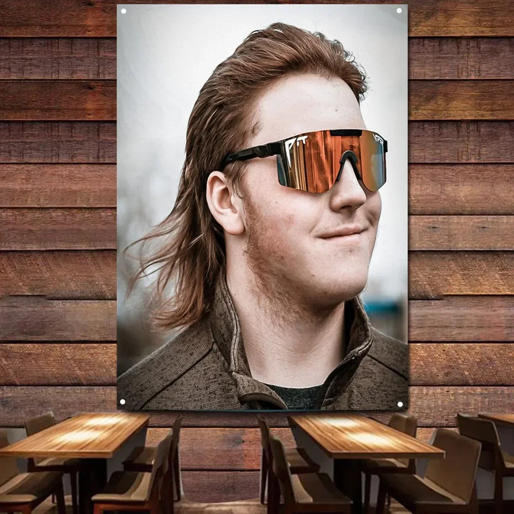 Cool long mullet haircut Posters & Print Wall Hanging Flag Digital Printing Hairstyling Barber Shop Wall Decor Art Tapestry 1