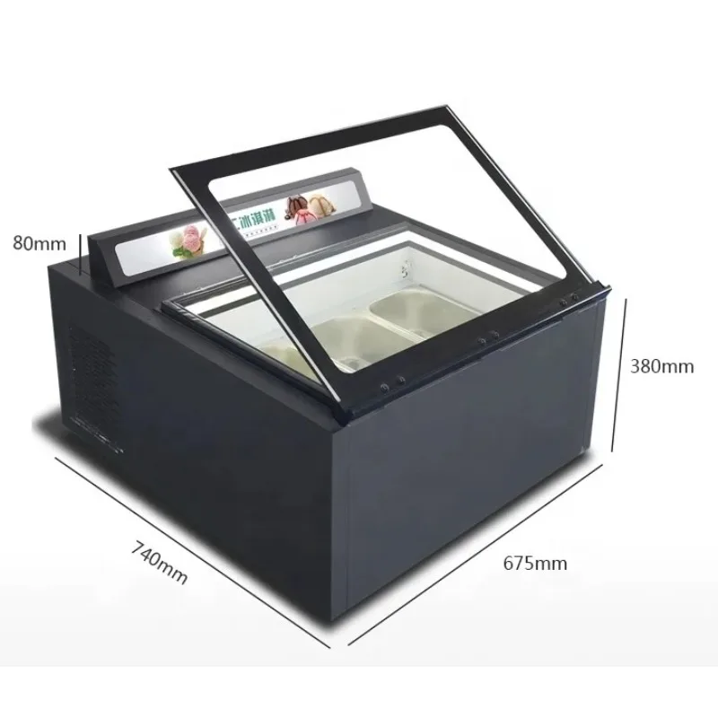 Marble Desktop Self-Service Open-Door Freezer Ice Cream Yogurt Display Cabinet With Compressor For Cake & Cooler Application